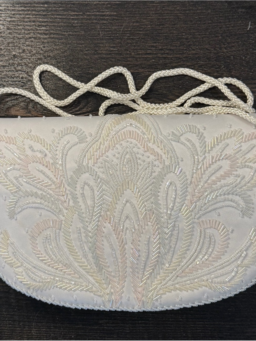 Elegant White Beaded Evening Clutch